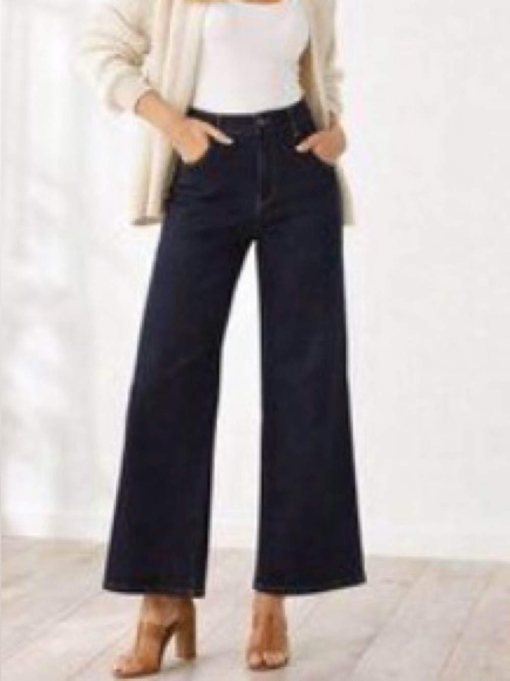 1822 Denim Black Wide-Leg High-Rise Jeans